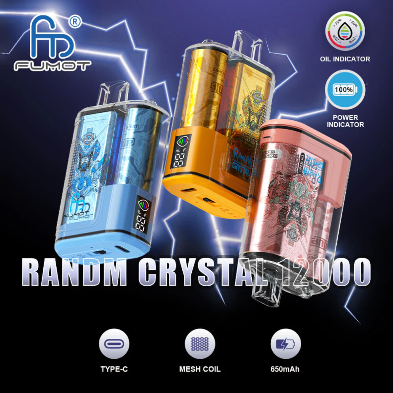 Fumot Crystal 1 Piece - 12000 Disposable Vape Box 20ML 4V2V0274 | Fumot Discount Code Peach Mango