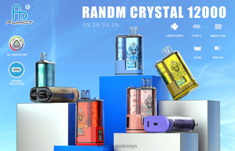 Fumot Crystal 20ML 12000 Disposable Vape Box (1 Piece) 4V2V0284 | Fumot Discount Code Triple Berry Ice