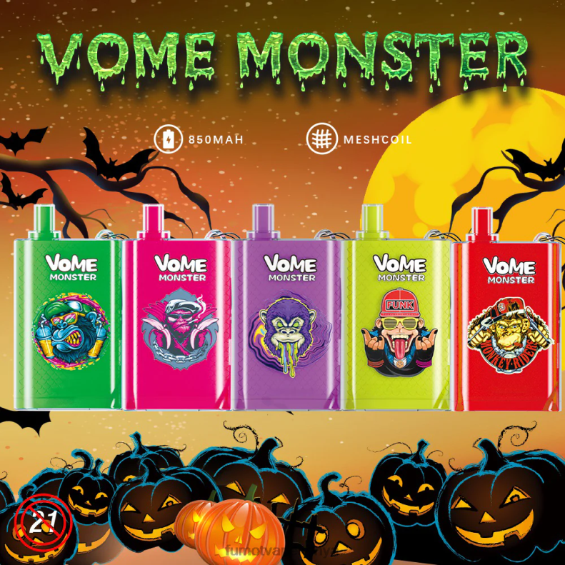 Fumot Vome Monster 10000 Disposable Vape Pod Device - 20ML (1 Piece) 4V2V0429 | Fumot Tech Grape Ice