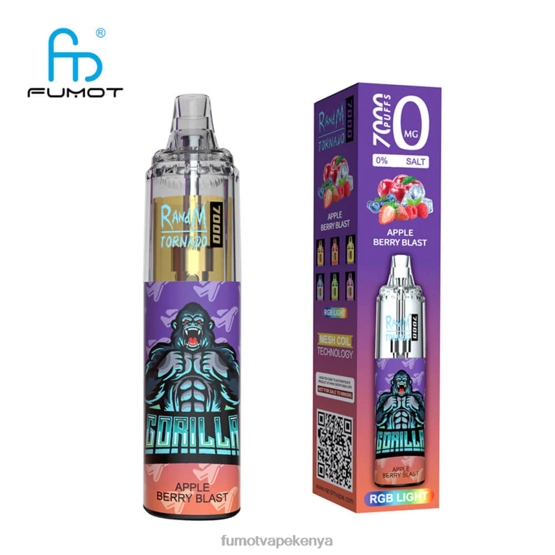 Fumot Tornado 0% 7000 Disposable Vape Pen - 14ML (1 Piece) 4V2V0510 | Fumot Vape Price Bluesour Raspberry