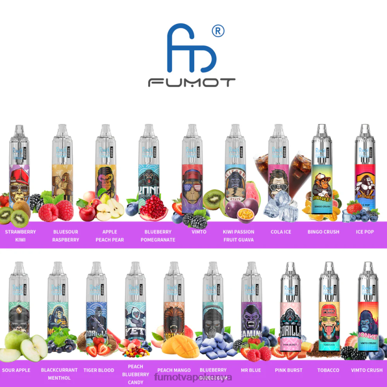 Fumot Tornado 0% 7000 Disposable Vape Pen - 14ML (1 Piece) 4V2V0510 | Fumot Vape Price Bluesour Raspberry