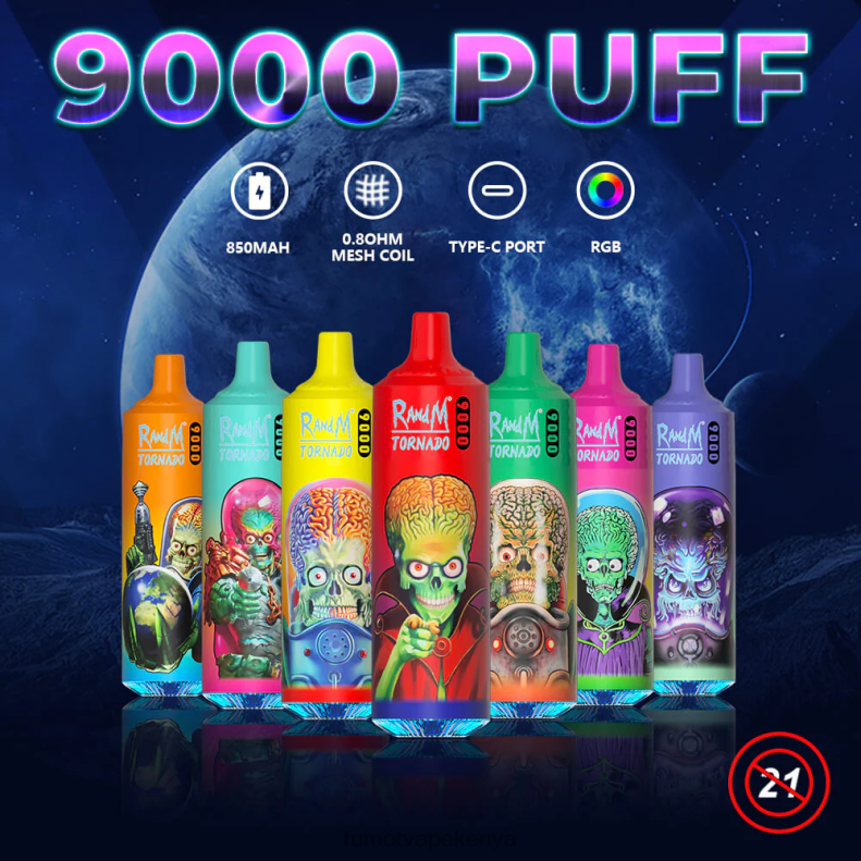 Fumot Tornado Disposable Vape Pen 9000 - 18ML (1 Piece) 4V2V039 | Fumot Tech Blueberry Sour Raspberry