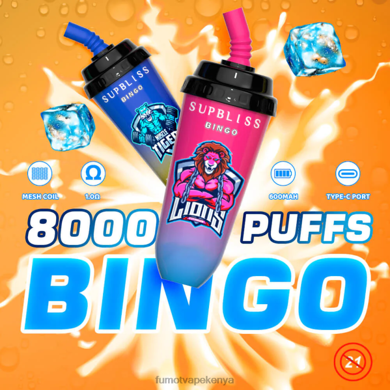 Fumot Supbliss Bingo 16ML 8000 Disposable Vape Pod Device (1 Piece) 4V2V0404 | Fumot Discount Code Peach Mango